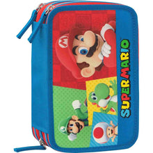Carica l'immagine nel visualizzatore di Gallery, ASTUCCIO 3 ZIP PANINI SUPER MARIO ROSSO/BLU