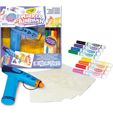 Carica l'immagine nel visualizzatore di Gallery, CRAYOLA Marker Airbrush - Aerografo Creativo per Bambini con 8 Pennarelli Lavabili e 5 Stencil, Giocattolo Educativo per Attività Artistiche, da 6 anni
