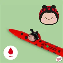 Carica l'immagine nel visualizzatore di Gallery, Legami - Penna Gel con Animaletto Decorativo Lovely Friends, Ladybug, Coccinella Evita il Rotolamento, Inchiostro Rosso, Animal