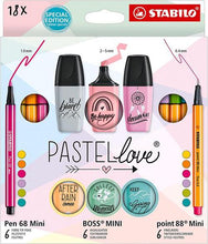 Carica l&#39;immagine nel visualizzatore di Gallery, SET MINI WORLD PASTEL LOVE 18 PEZZI STABILO

