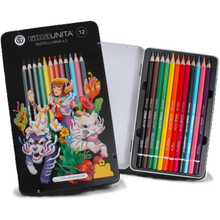 Carica l'immagine nel visualizzatore di Gallery, Astuccio in metallo con 12 pastelli a matita 4.2mm FrafFrog e TintaUnita
