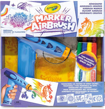 Carica l'immagine nel visualizzatore di Gallery, CRAYOLA Marker Airbrush - Aerografo Creativo per Bambini con 8 Pennarelli Lavabili e 5 Stencil, Giocattolo Educativo per Attività Artistiche, da 6 anni
