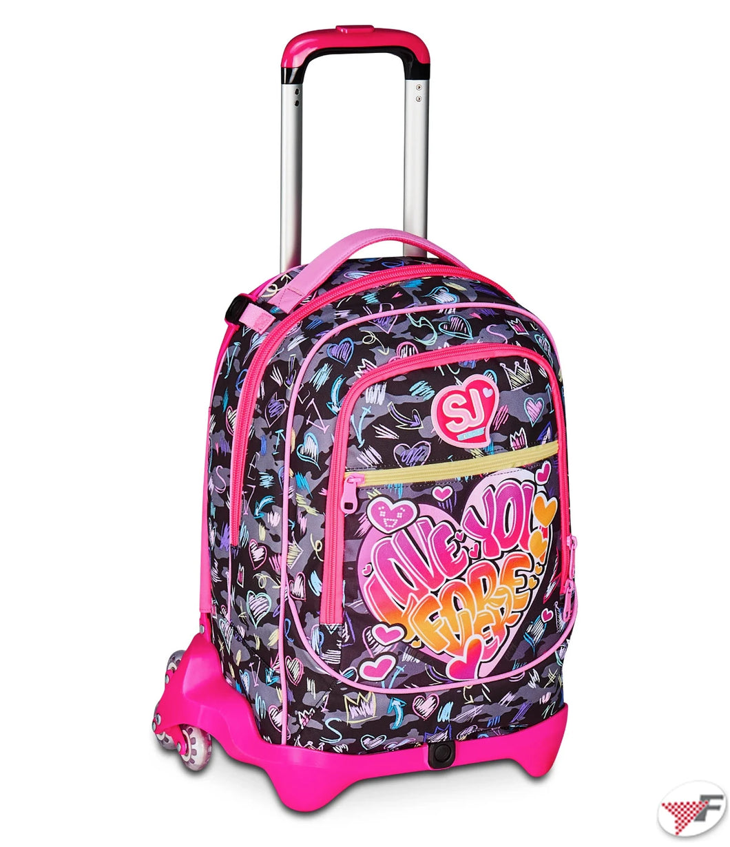 Trolley scuola SJ Jack 3 ruote Game Led Girl