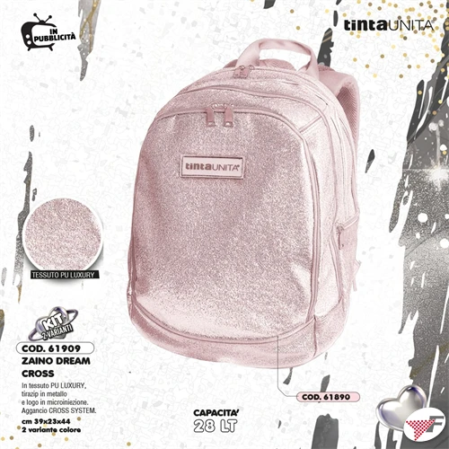 ZAINO DREAM CROSS GLAM ROSA IN PU LUXURY - 28LT - 39X23X44
